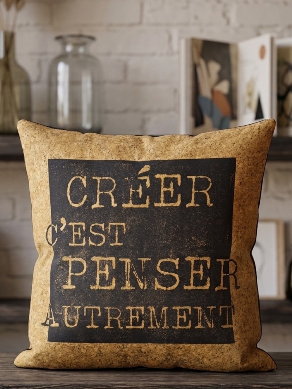 Creer C'est Penser Autrement/Think Outside the Box Pillow Covers Set of 4